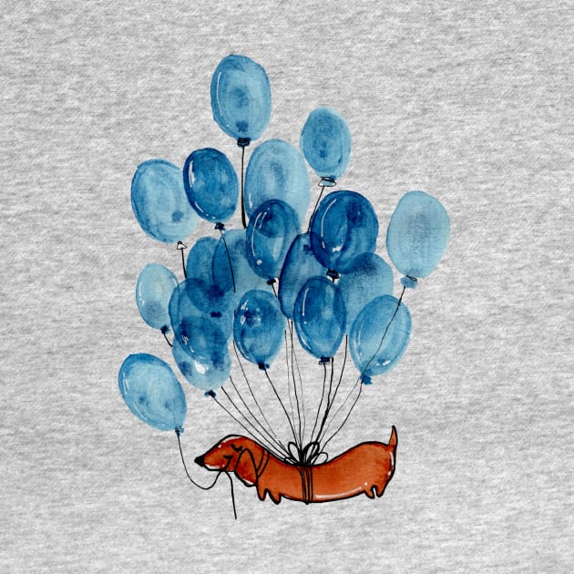 Dachshund and balloons by KaylaPhan